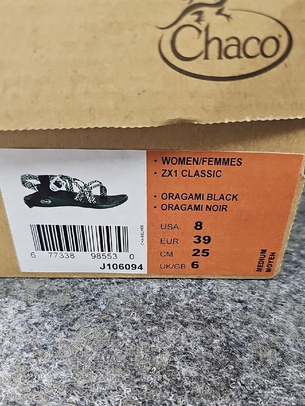 Chaco ZX/1 Cloud Women's Strappy Sandals Origami Black White, Size US 8 M EU 39 - Picture 8 of 8